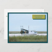 ホワイト魚釣りボート海サバンナグルジア ポストカード (正面/裏面)