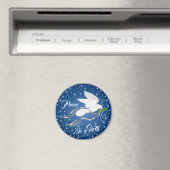 ホワイト鳩およびオリーブ枝磁石 マグネット (インサイチュ (食洗機))