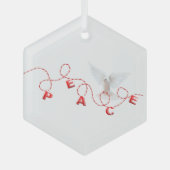 ホワイト鳩とクリスマスの平和 ガラスオーナメント (正面)