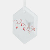 ホワイト鳩とクリスマスの平和 ガラスオーナメント (正面左)