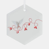 ホワイト鳩とクリスマスの平和 ガラスオーナメント (裏面)