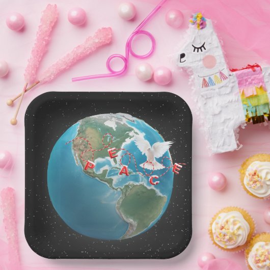 ホワイト鳩とクリスマスの平和 ペーパープレート (パーティー)