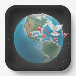 ホワイト鳩とクリスマスの平和 ペーパープレート