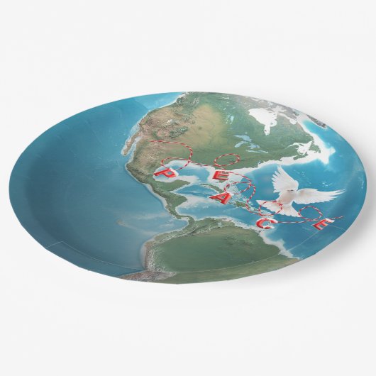 ホワイト鳩とクリスマスの平和 ペーパープレート (アングル)