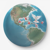 ホワイト鳩とクリスマスの平和 ペーパープレート (正面)