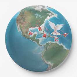 ホワイト鳩とクリスマスの平和 ペーパープレート