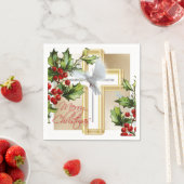 ホワイト鳩の平和の休日のミスタントー金ゴールドプリント スタンダードカクテルナプキン (インサイチュ)