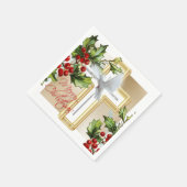 ホワイト鳩の平和の休日のミスタントー金ゴールドプリント スタンダードカクテルナプキン (角)