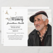 ホワイト鳩の葬儀プログラムテンプレート (正面/裏面)