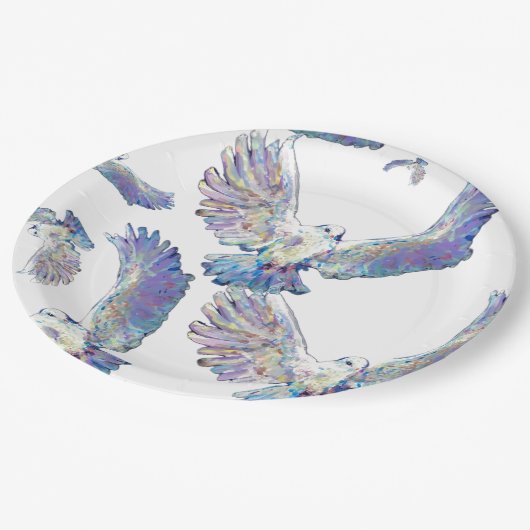 ホワイト鳩ピースラブバードマウリエンジラード ペーパープレート (アングル)