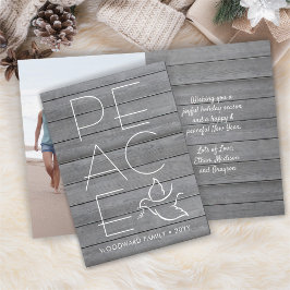 ホワイト鳩1フォトピースグレイモダンウッド折り畳み シーズンカード