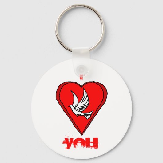 ホワイト鳩 キーホルダー (正面)