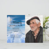 ホワイト鳩&スカイ葬儀プログラムテンプレート (スタンド正面)