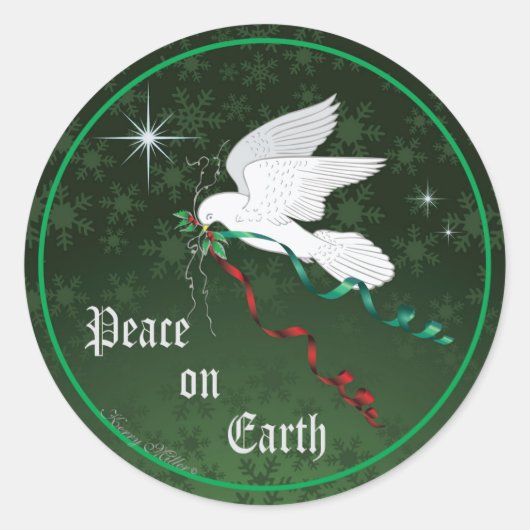 ホワイト鳩 ラウンドシール (正面)