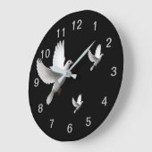 ホワイト鳩 ラージ壁時計 (傾斜)