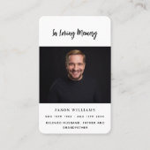 ホワイト黒カスタム写真葬儀祈りの言葉カード 名刺 (正面)