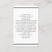 ホワイト黒カスタム写真葬儀祈りの言葉カード 名刺 (裏面)