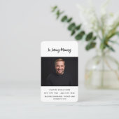 ホワイト黒カスタム写真葬儀祈りの言葉カード 名刺 (スタンド正面)