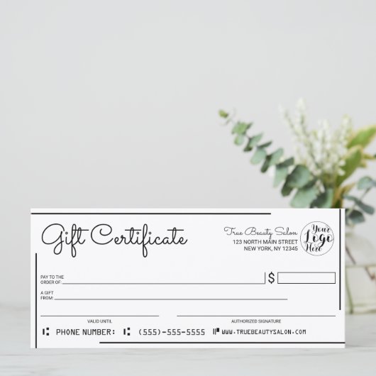 ホワイト黒ロ縁どゴチェックのギフト券 (スタンド正面)