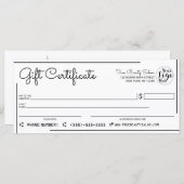 ホワイト黒ロ縁どゴチェックのギフト券 (正面/裏面)