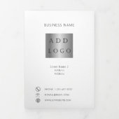 ホワイト黒写真ロゴQRコード事業パンフレット 三つ折りカード (カバー)