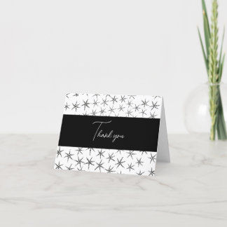 ホワイト黒星手描きサンキューカード サンキューカード