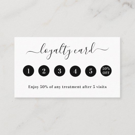 ホワイト黒QRコードフォト事業ロイヤリティカード 名刺 (正面)