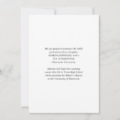 ホワイト2フォトスクリプトタイポグラフィ卒業 案内状 (裏面)