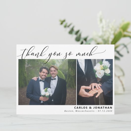 ホワイト2結婚の写真どうもありがとう サンキューカード