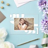 ホワイト2025はっきりしたタイポグラフィ写真卒業 アクリル招待状 (インサイチュ (ウェディング))