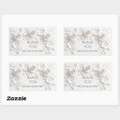 ホワイト3Dバラの結婚式のお礼 長方形シール (シート)