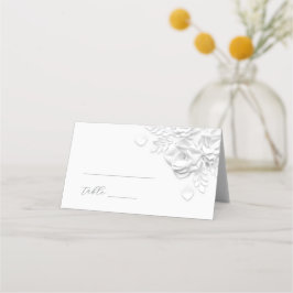 ホワイト3Dフラワーの結婚式プレイスカード プレイスカード