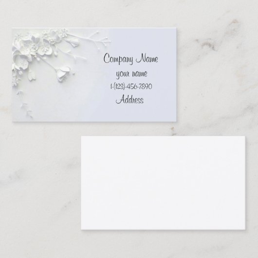 ホワイト3D　シンプルフラワーデザイン名刺 名刺 (正面/裏面)