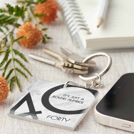 ホワイト40 Decade誕生日 キーホルダー (正面右)