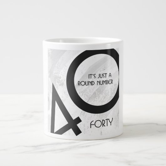ホワイト40 Decade誕生日 ジャンボコーヒーマグカップ (正面)
