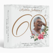 ホワイト60誕生日金ゴールドシックフローラカスタム写真