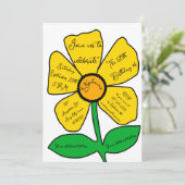 ホワイト60誕生日金ゴールドドードルフラワー 招待状 (スタンド正面)