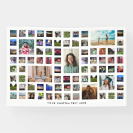 ホワイト80フォトコラージュ誕生日パーティー 横断幕