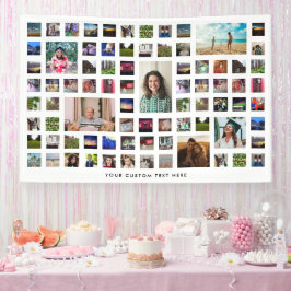 ホワイト80フォトコラージュ誕生日パーティー 横断幕