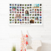 ホワイト80フォトコラージュ誕生日パーティー 横断幕 (インサイチュ)