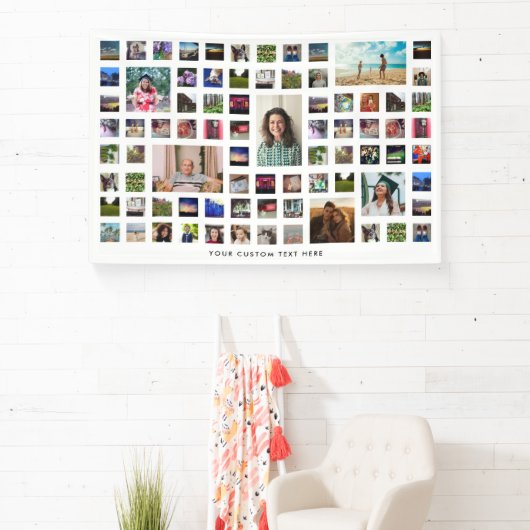 ホワイト80フォトコラージュ誕生日パーティー 横断幕 (インサイチュ)