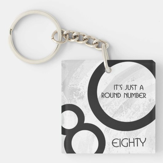 ホワイト80 Decade誕生日 キーホルダー (正面)
