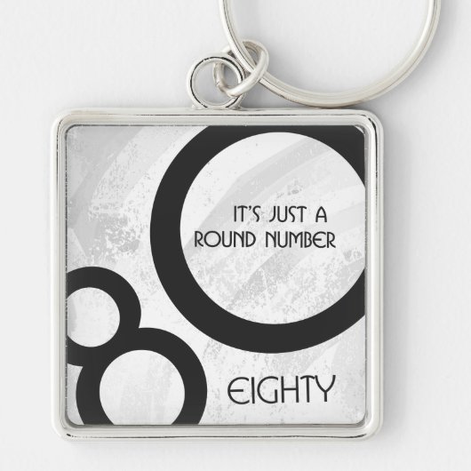 ホワイト80 Decade誕生日 キーホルダー (正面)