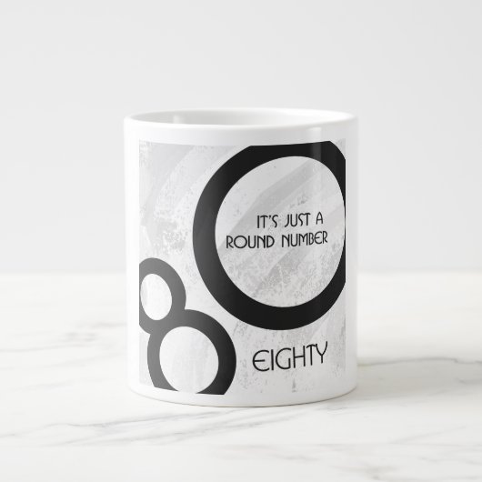 ホワイト80 Decade誕生日 ジャンボコーヒーマグカップ (正面)
