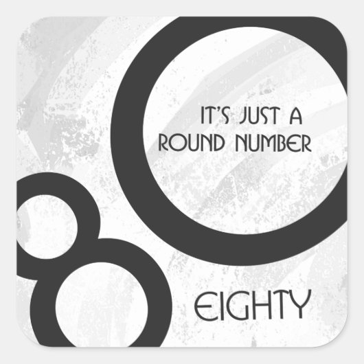 ホワイト80 Decade誕生日 スクエアシール (正面)