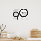 ホワイト90 Decade誕生日 ポスター (キッチン)