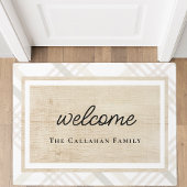 ホワイト&アイボリーベージュプライドパーソナライズされたへようこそ ドアマット