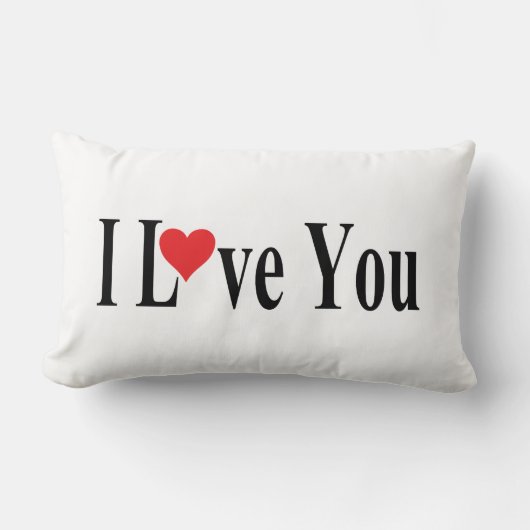 ホワイト・アイ・ラブ・ユー ランバークッション (正面)