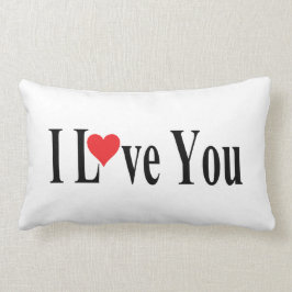 ホワイト・アイ・ラブ・ユー ランバークッション