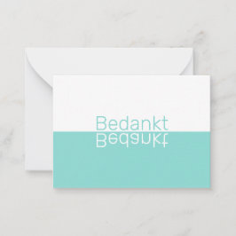 ホワイト&アクアリフレクションモダンオランダありがとう ノートカード